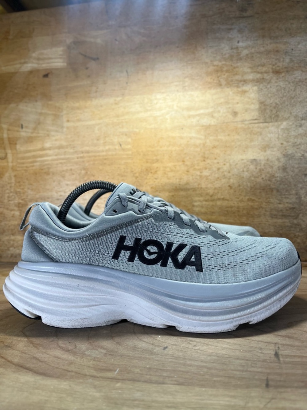 Hoka One One Bondi 8 REFLECTIVE Mens Size 9.5 Running Shoes Sneakers Gray Black
